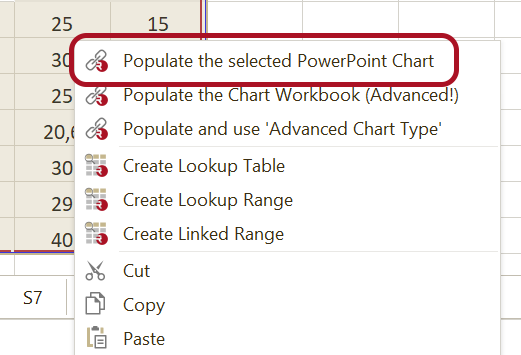 Populate Chart popup menu